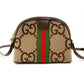 GUCCI Jumbo GG Off-Dye Shoulder Bag Beige × Brown Canvas Leather R801844
