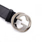 GUCCI GG Leather Belt, Size 95/38 inches, Black with Silver Hardware, Men’s, Logo