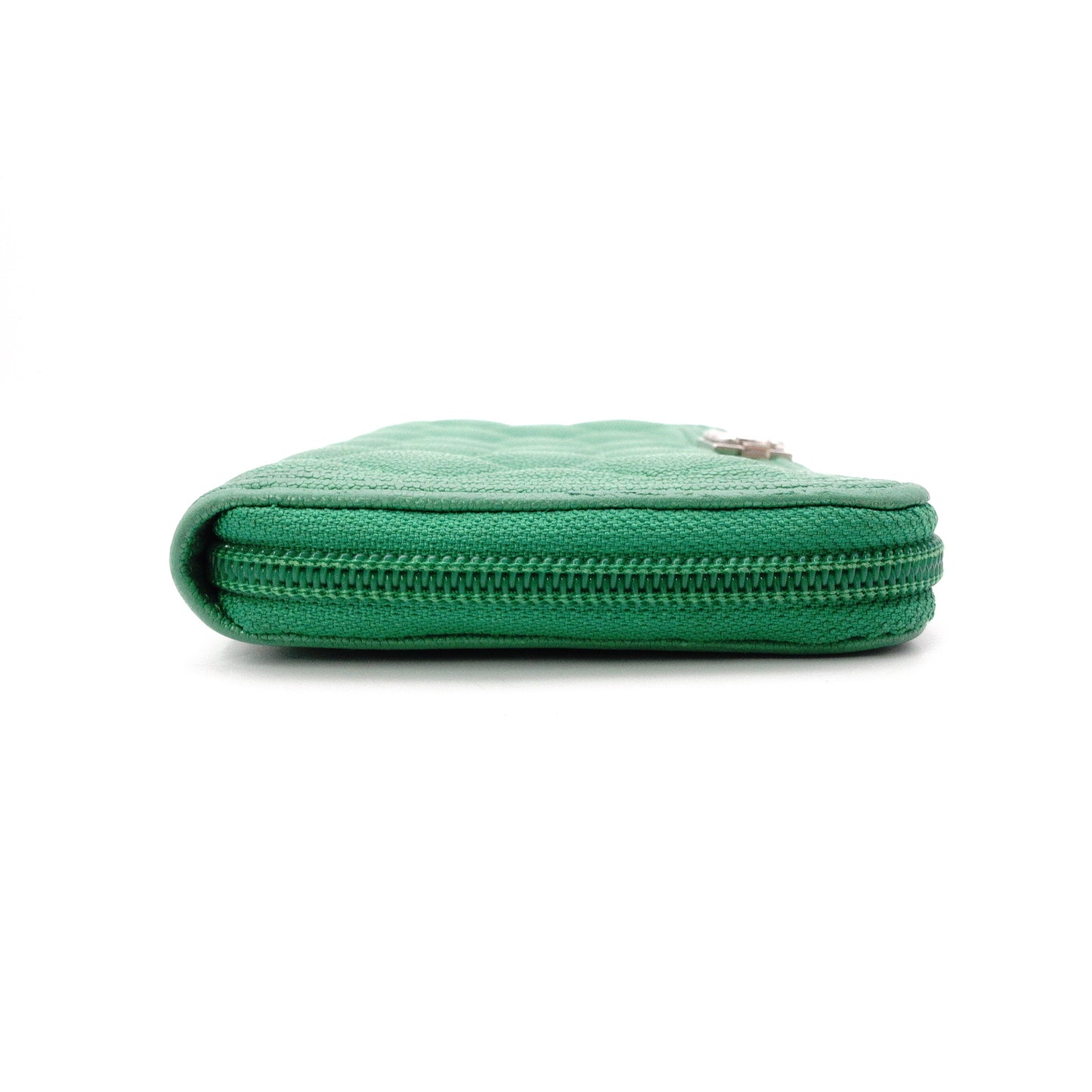 CHANEL Caviar Skin Boy Chanel Long Wallet, Leather, Green, Silver Hardware