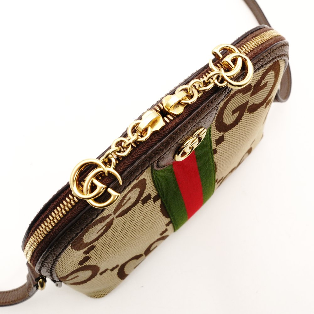 GUCCI Jumbo GG Off-Dye Shoulder Bag Beige × Brown Canvas Leather R801844