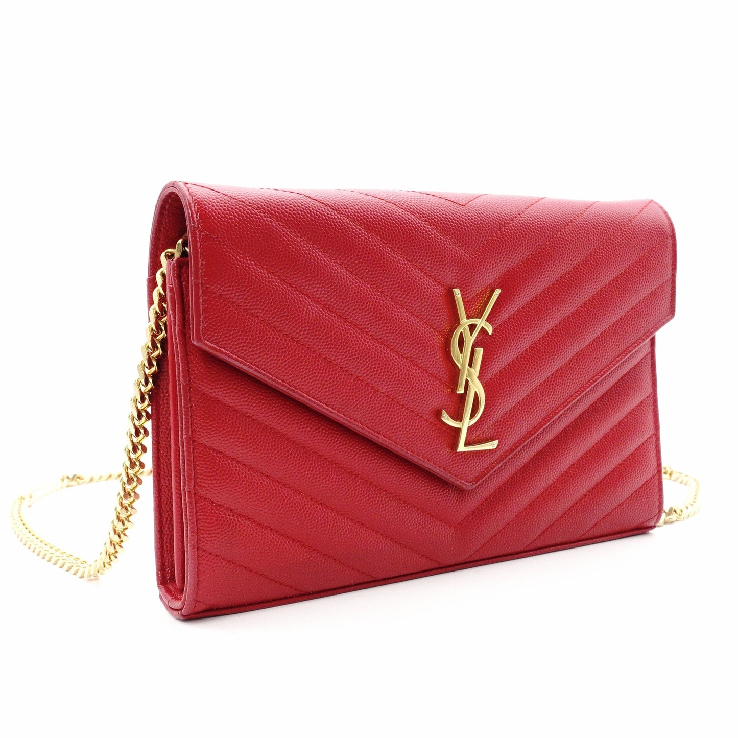 SAINT LAURENT Cassandra Shoulder Bag, Leather, Red, Gold Hardware, Crossbody