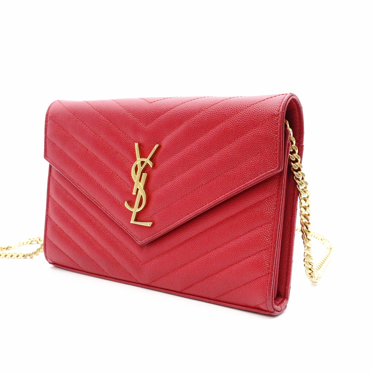 SAINT LAURENT Cassandra Shoulder Bag, Leather, Red, Gold Hardware, Crossbody