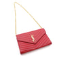 SAINT LAURENT Cassandra Shoulder Bag, Leather, Red, Gold Hardware, Crossbody