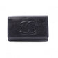 CHANEL Caviar Skin Key Case, Leather, Black, 6-ring, Coco Logo