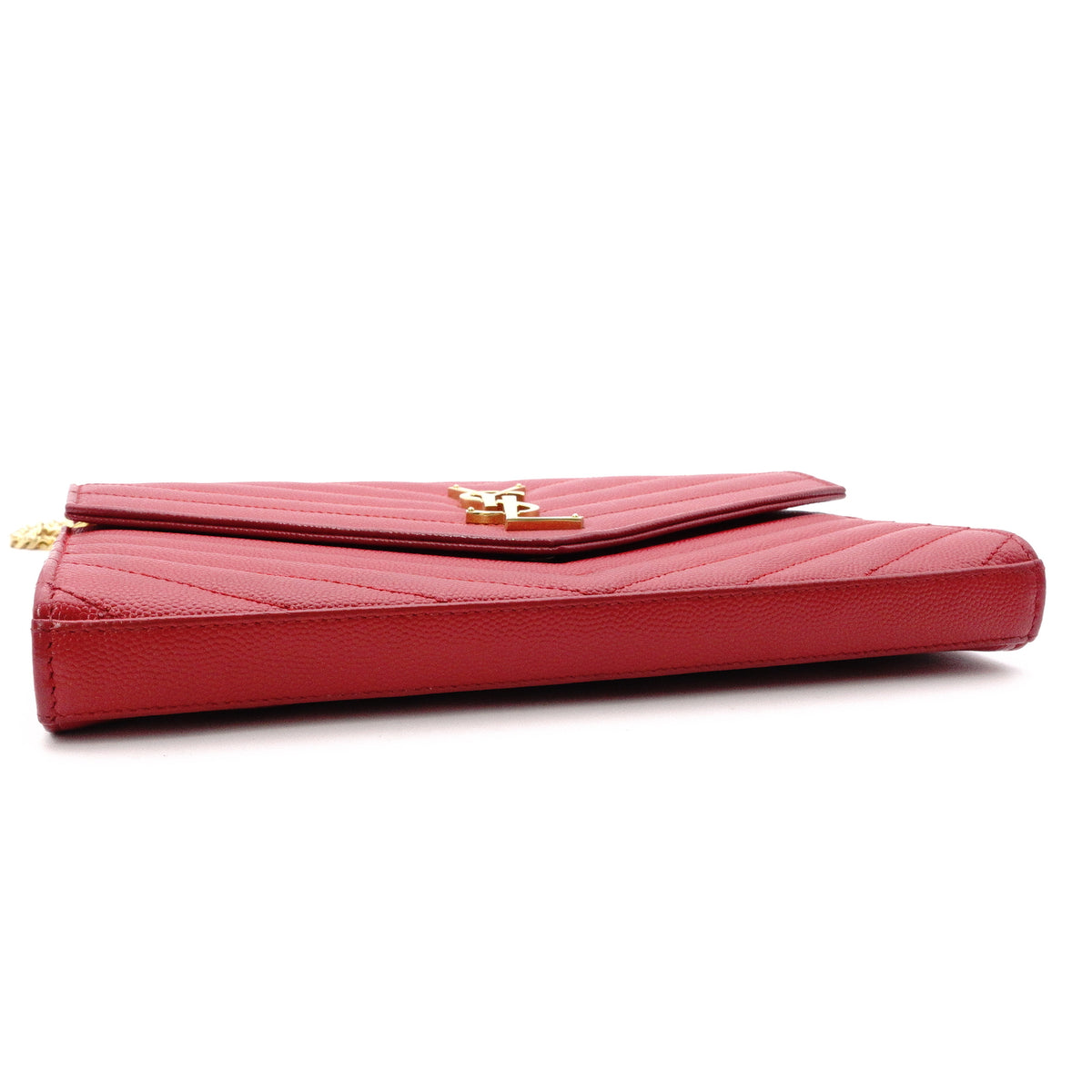 SAINT LAURENT Cassandra Shoulder Bag, Leather, Red, Gold Hardware, Crossbody