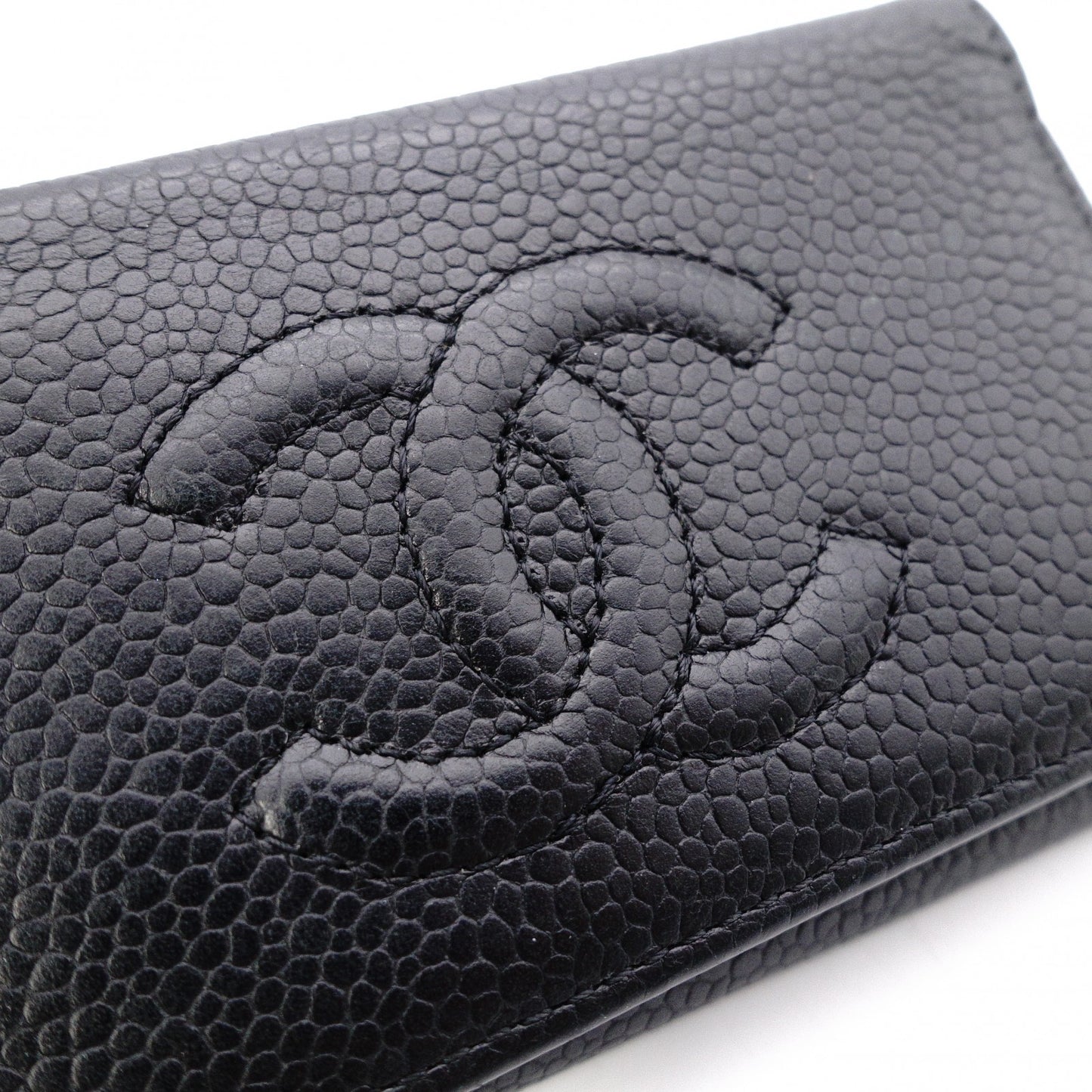 CHANEL Caviar Skin Key Case, Leather, Black, 6-ring, Coco Logo
