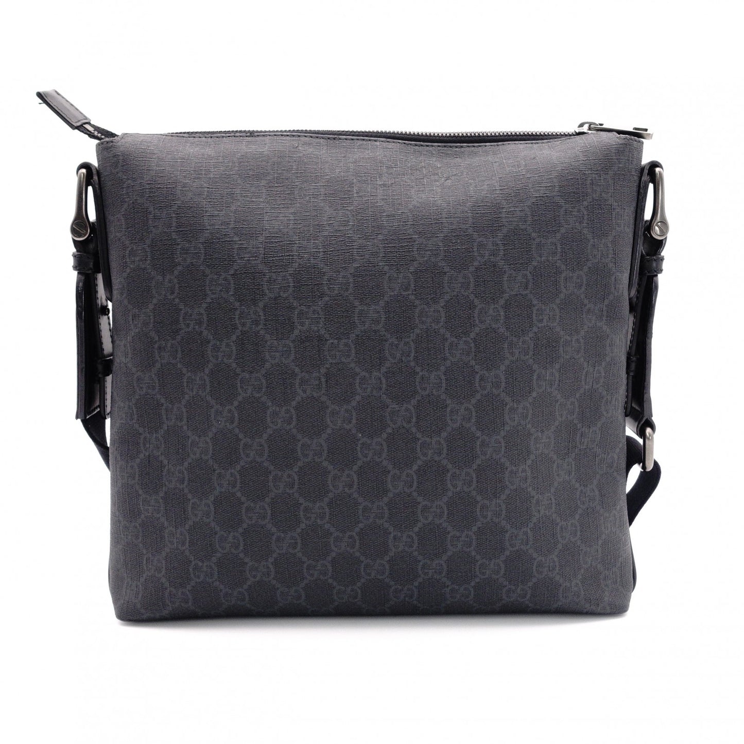 GUCCI GG Supreme Shoulder Bag, PVC Leather, Gray, Crossbody