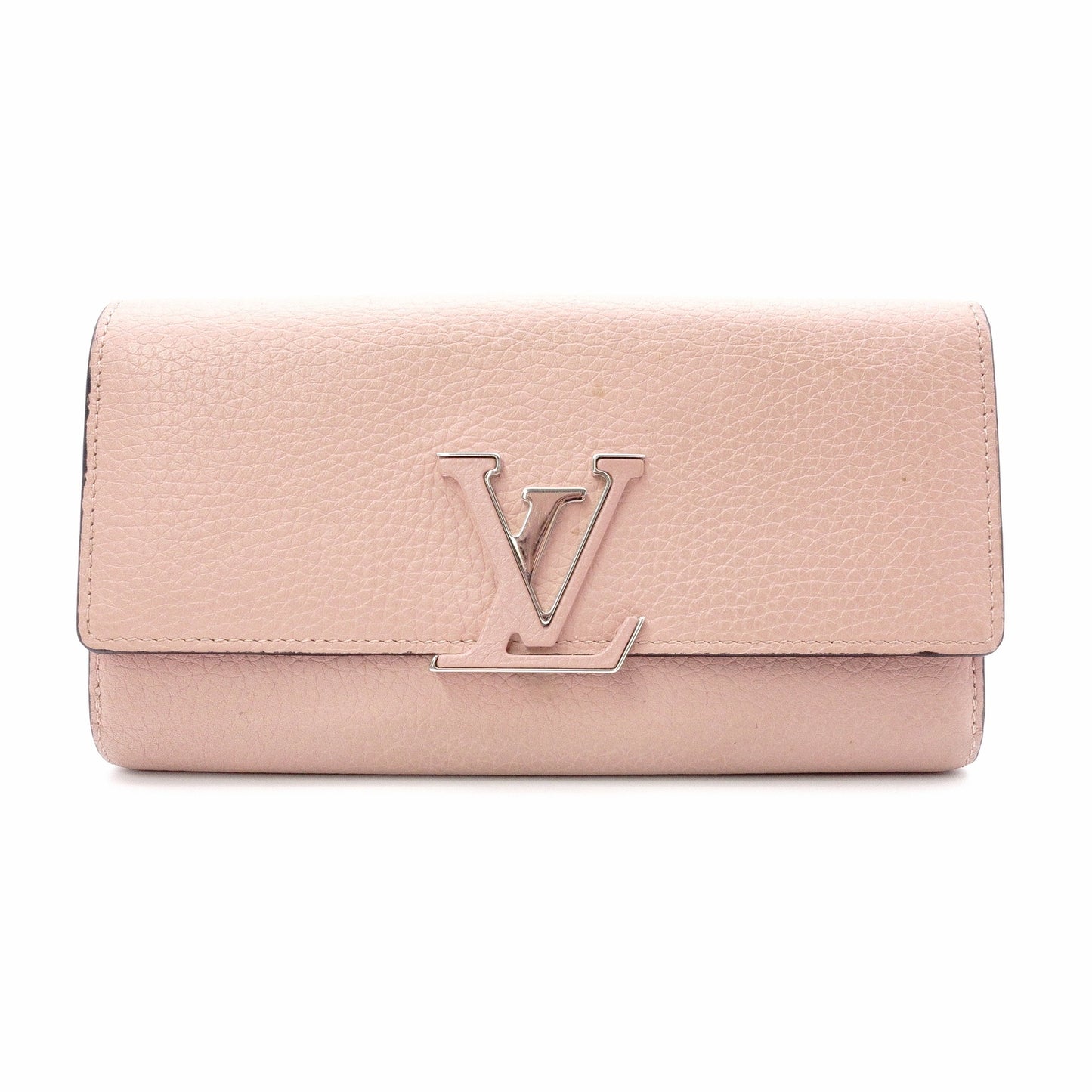 Louis Vuitton Portofolio Capucines Long Wallet, Leather, Pink, LV, Silver Hardware