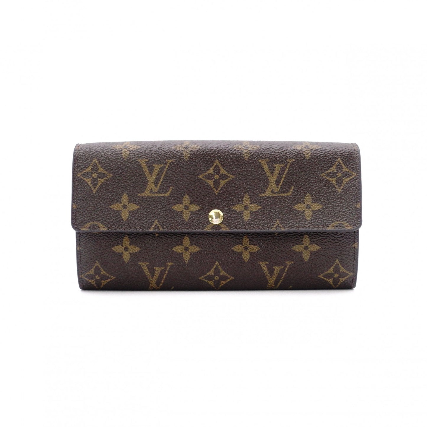 LOUIS VUITTON Leopard Sara Bronco Corail Monogram Canvas Long Wallet, PVC, Brown