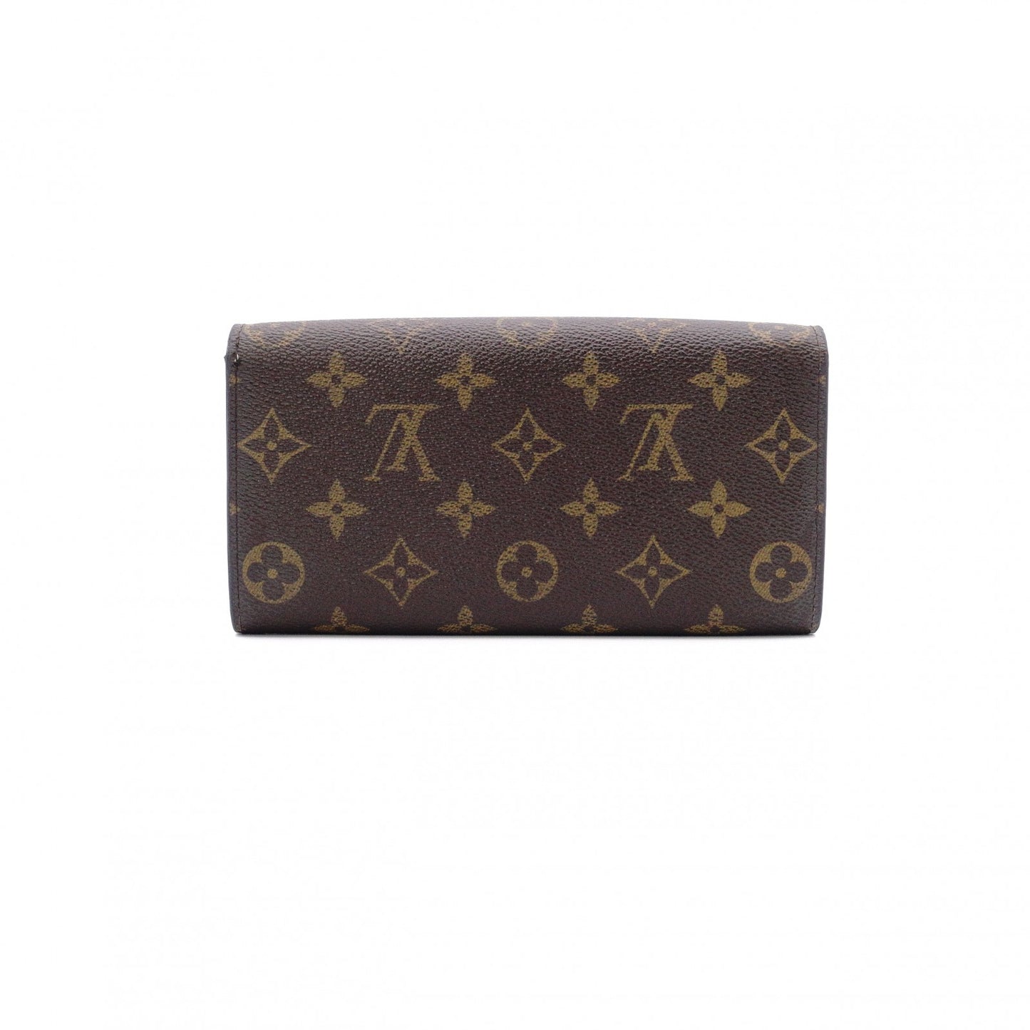 LOUIS VUITTON Leopard Sara Bronco Corail Monogram Canvas Long Wallet, PVC, Brown