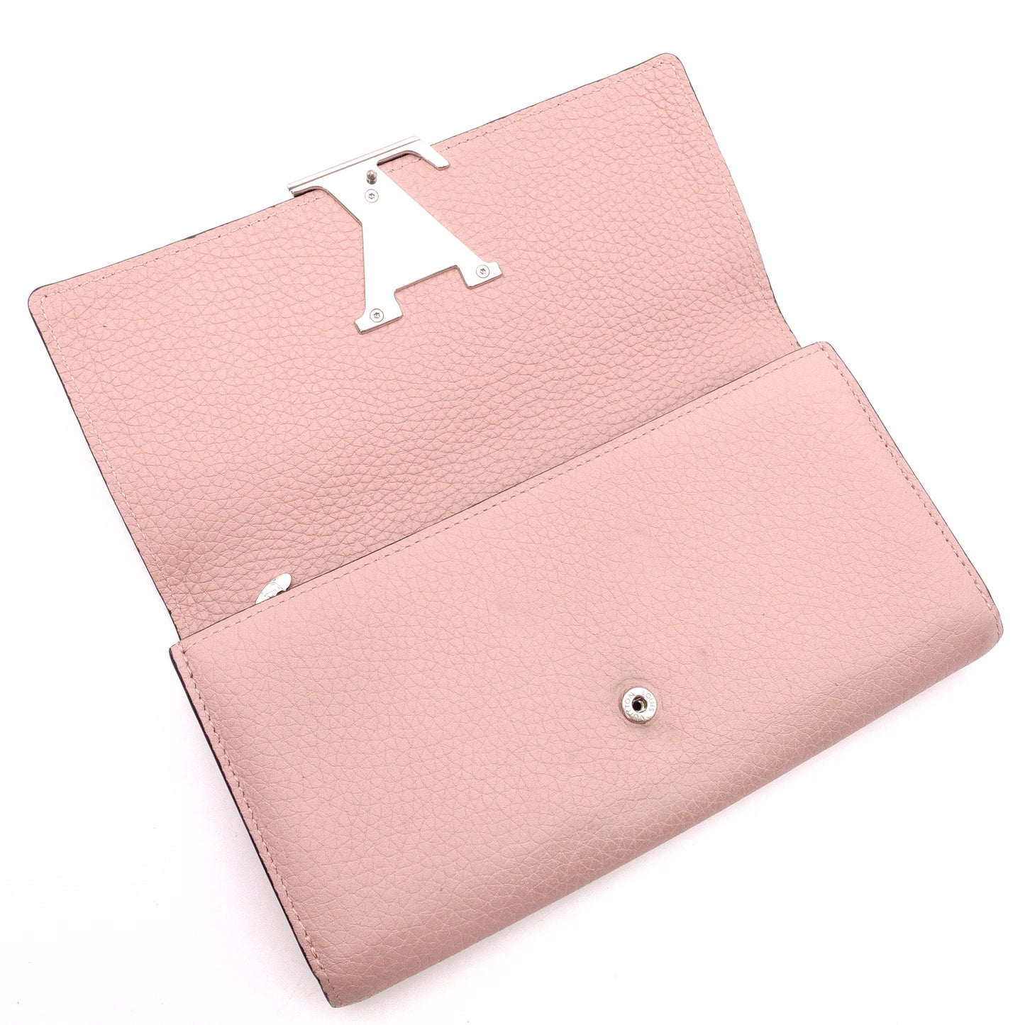Louis Vuitton Portofolio Capucines Long Wallet, Leather, Pink, LV, Silver Hardware