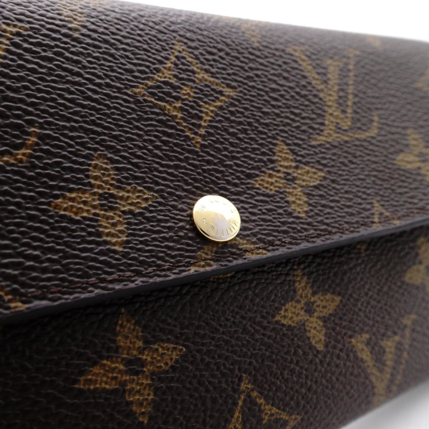 LOUIS VUITTON Leopard Sara Bronco Corail Monogram Canvas Long Wallet, PVC, Brown