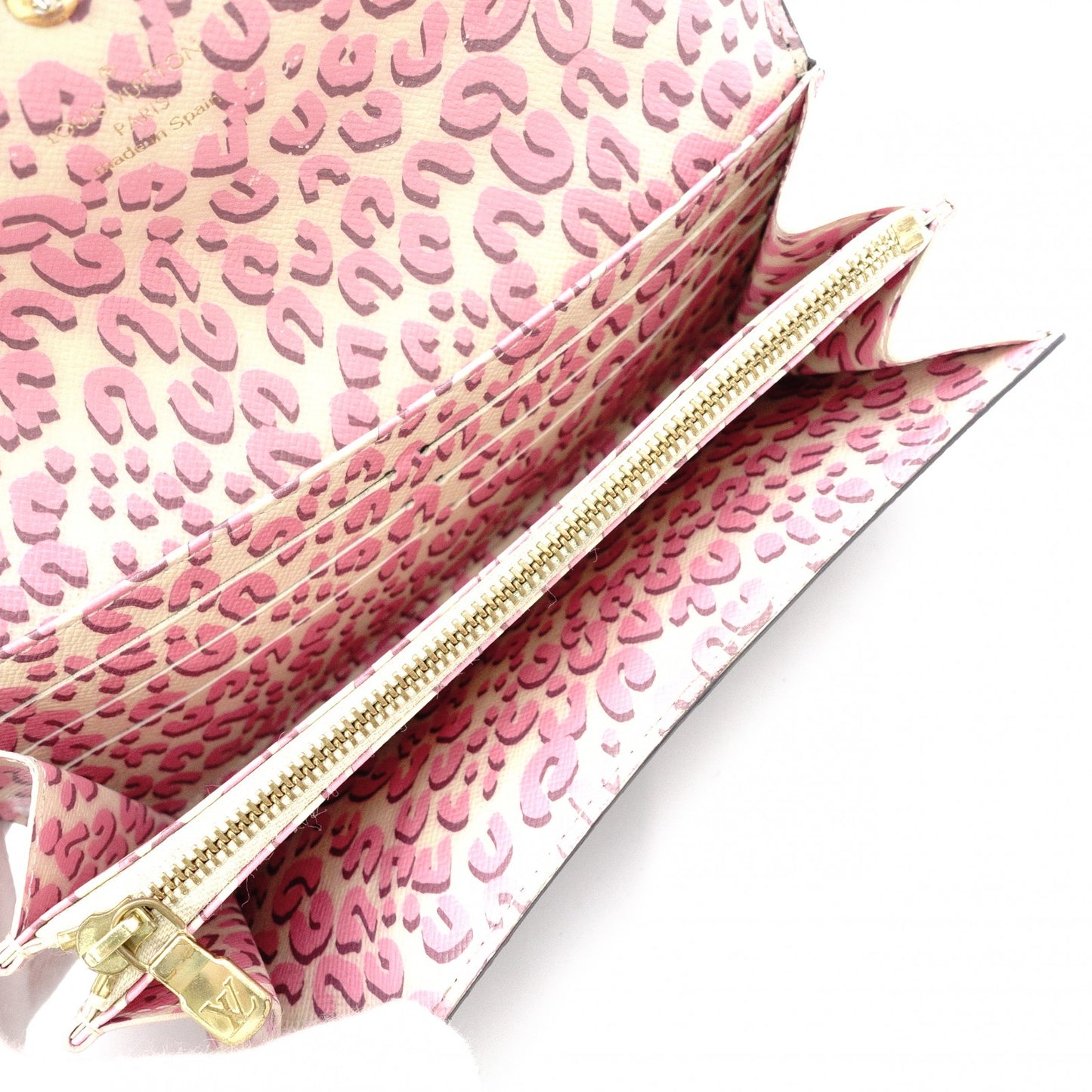 LOUIS VUITTON Leopard Sara Bronco Corail Monogram Canvas Long Wallet, PVC, Brown