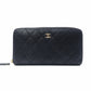 CHANEL Caviar Skin Matelassé Long Wallet, Leather, Black, with Gold Hardware