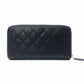 CHANEL Caviar Skin Matelassé Long Wallet, Leather, Black, with Gold Hardware