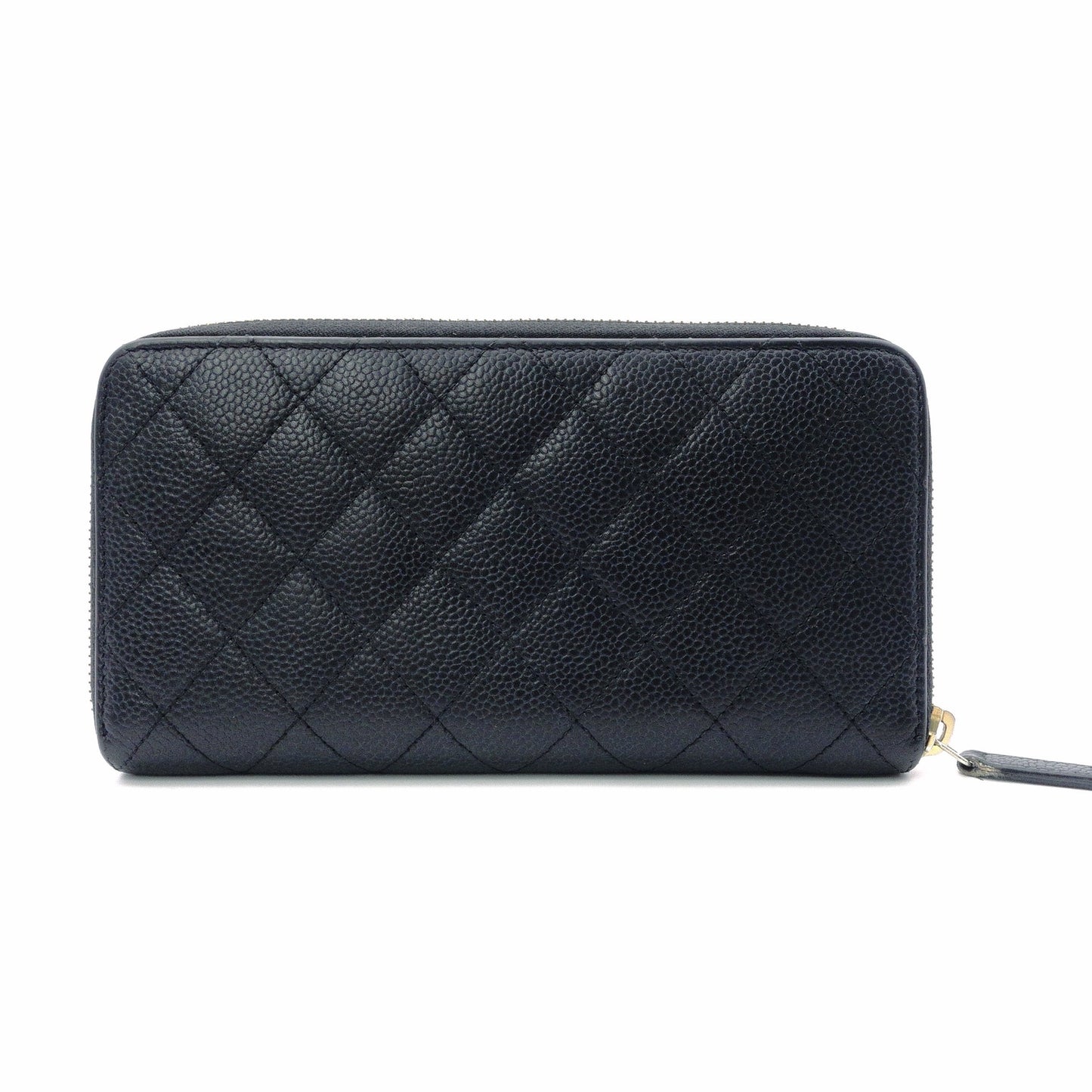 CHANEL Caviar Skin Matelassé Long Wallet, Leather, Black, with Gold Hardware