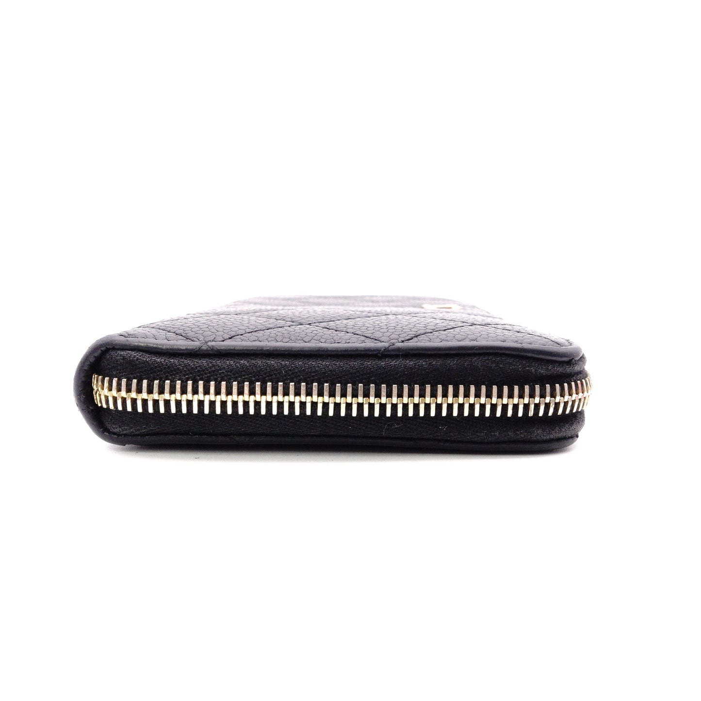CHANEL Caviar Skin Matelassé Long Wallet, Leather, Black, with Gold Hardware