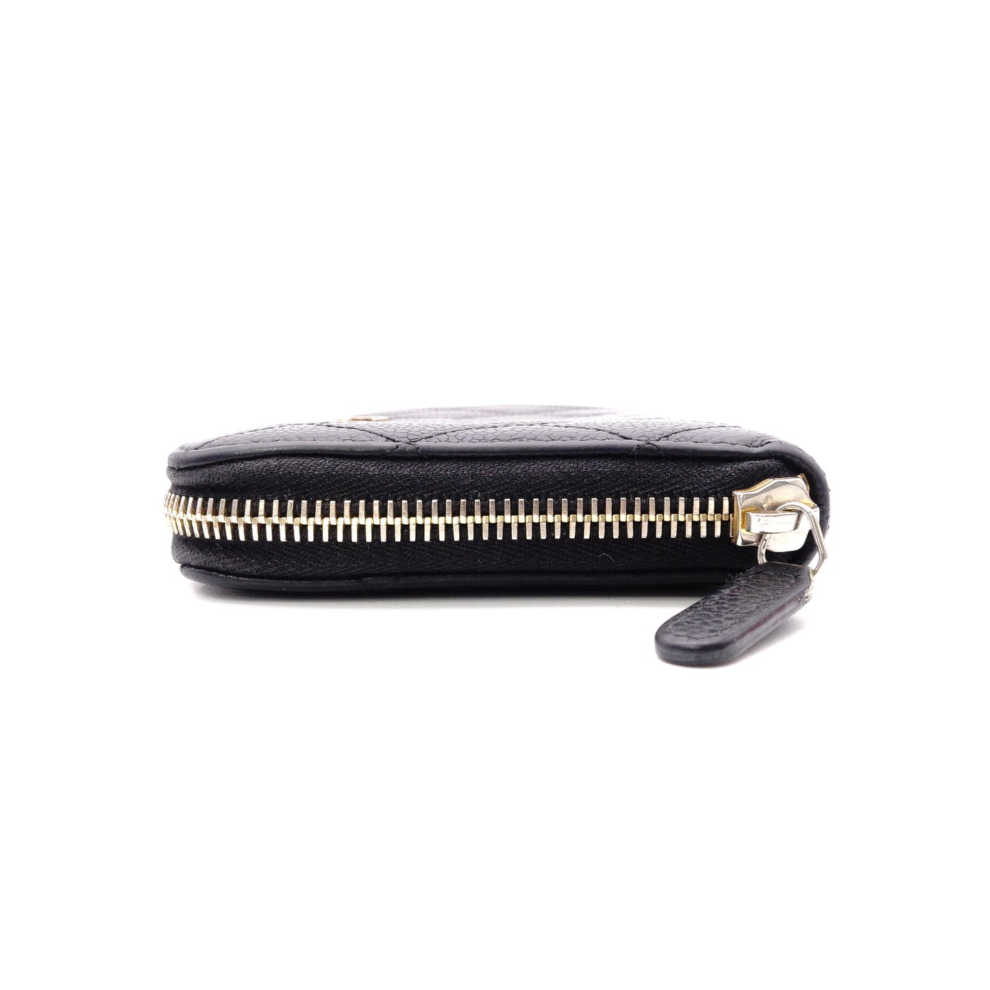 CHANEL Caviar Skin Matelassé Long Wallet, Leather, Black, with Gold Hardware