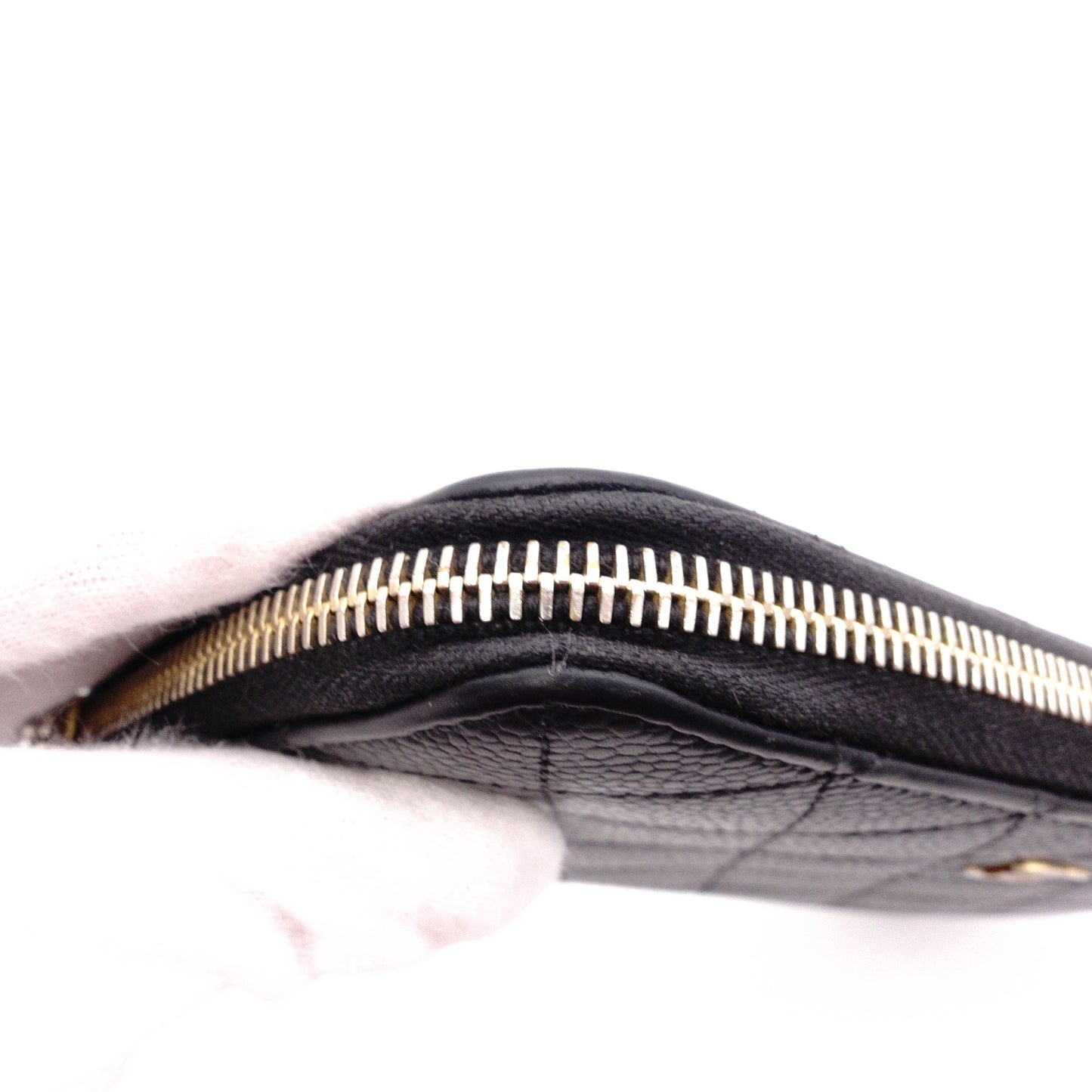 CHANEL Caviar Skin Matelassé Long Wallet, Leather, Black, with Gold Hardware