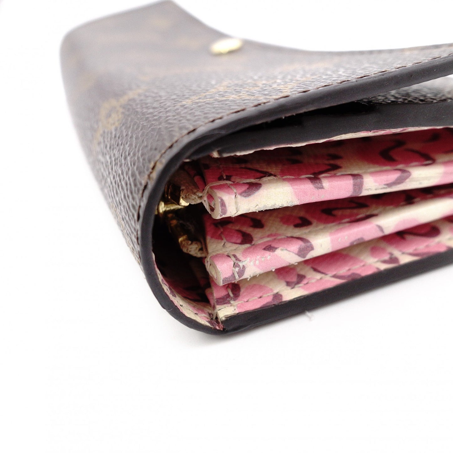 LOUIS VUITTON Leopard Sara Bronco Corail Monogram Canvas Long Wallet, PVC, Brown