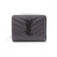 SAINT LAURENT Cassandra Bifold Wallet, Leather, Grey, YSL Logo, White