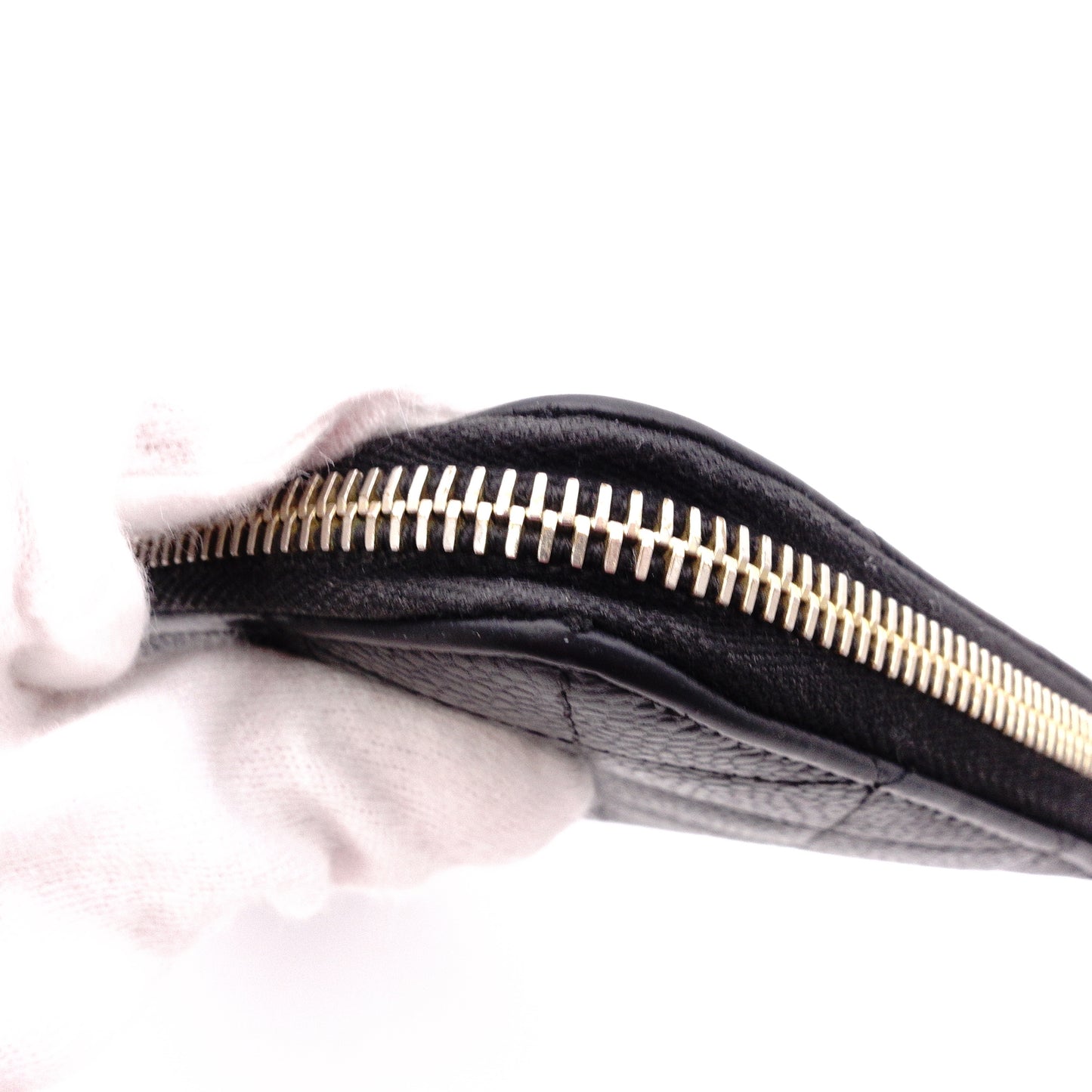 CHANEL Caviar Skin Matelassé Long Wallet, Leather, Black, with Gold Hardware