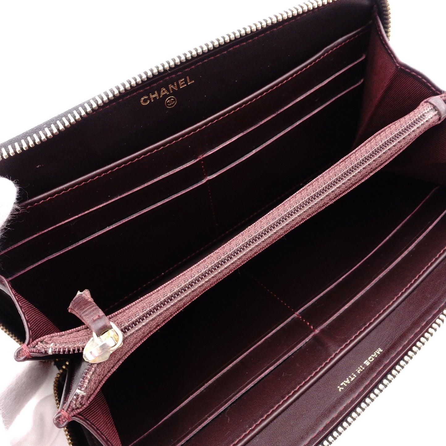 CHANEL Caviar Skin Matelassé Long Wallet, Leather, Black, with Gold Hardware
