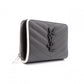 SAINT LAURENT Cassandra Bifold Wallet, Leather, Grey, YSL Logo, White