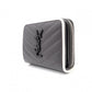 SAINT LAURENT Cassandra Bifold Wallet, Leather, Grey, YSL Logo, White