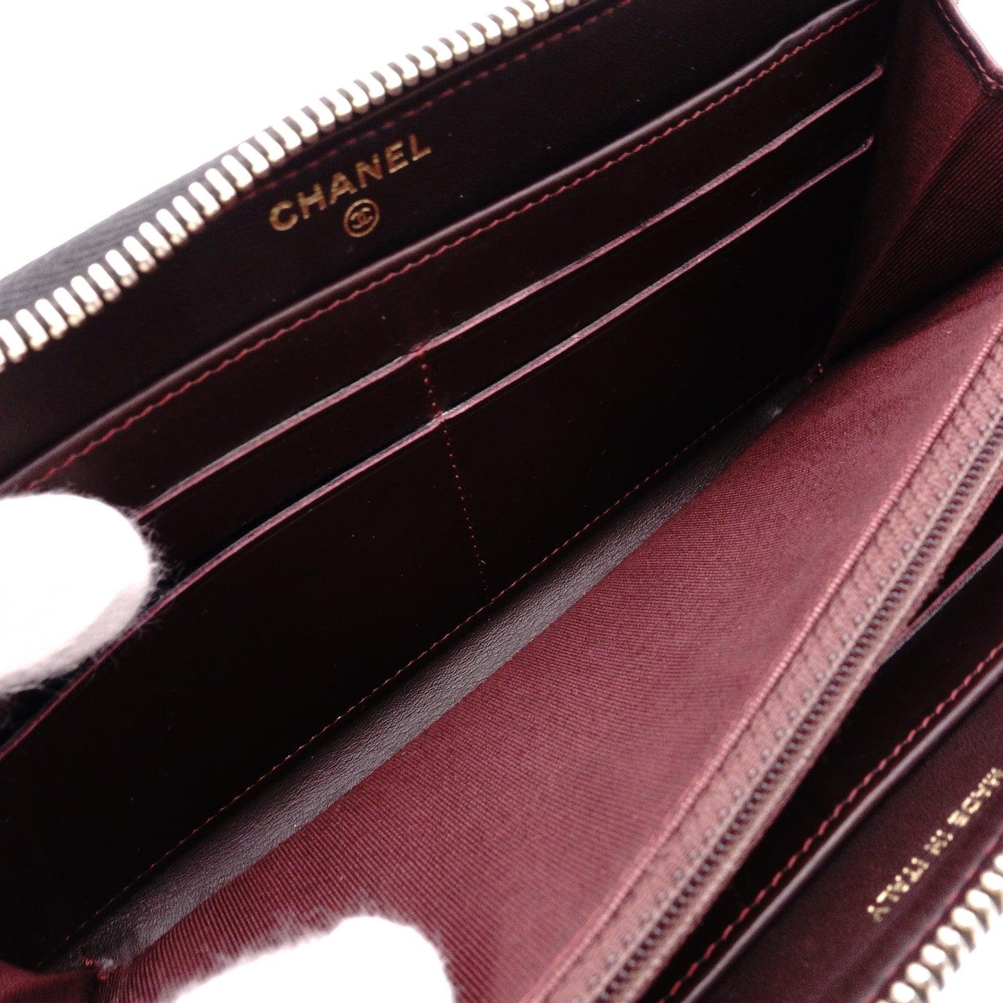 CHANEL Caviar Skin Matelassé Long Wallet, Leather, Black, with Gold Hardware