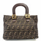 FENDI Zucca 32 Handbag Brown × Black Vintage Canvas Leather R801474