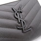 SAINT LAURENT Cassandra Bifold Wallet, Leather, Grey, YSL Logo, White