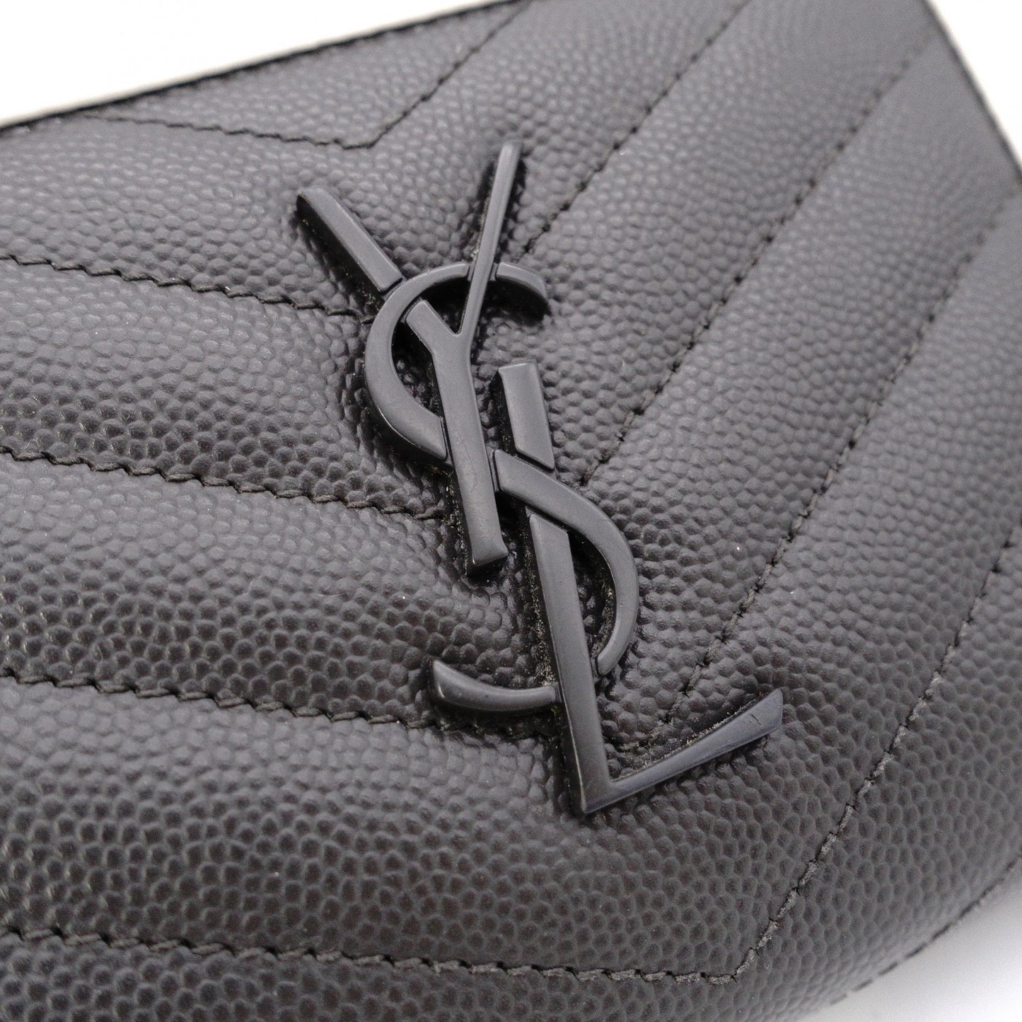 SAINT LAURENT Cassandra Bifold Wallet, Leather, Grey, YSL Logo, White