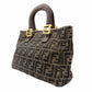 FENDI Zucca 32 Handbag Brown × Black Vintage Canvas Leather R801474