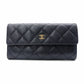 CHANEL Caviar Skin Matelassé Flap Long Wallet, Leather, Black, Wallet, Black, Gold Hardware