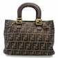FENDI Zucca 32 Handbag Brown × Black Vintage Canvas Leather R801474