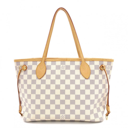 LOUIS VUITTON Neverfull PM Monogram Azur Tote Bag (White)