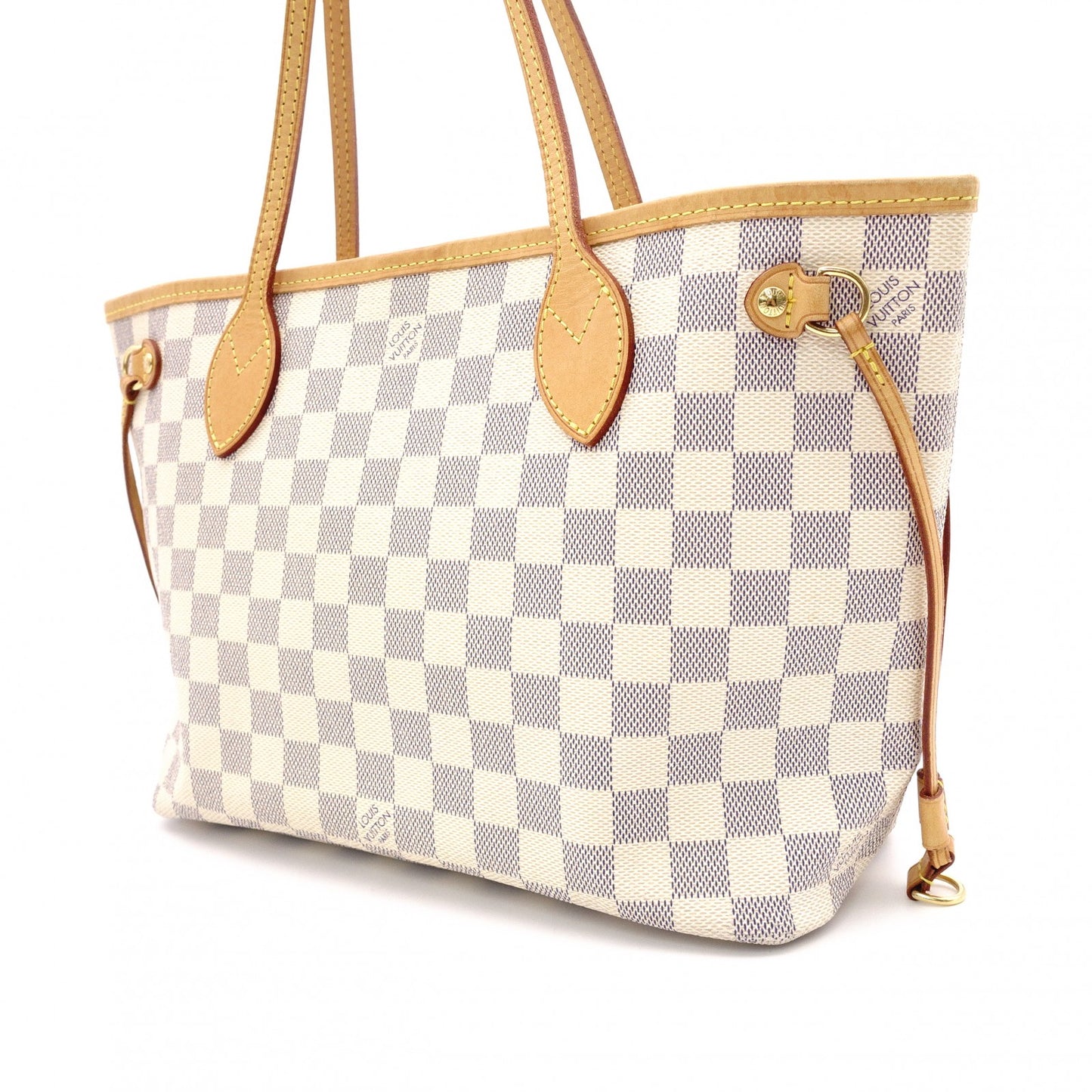 LOUIS VUITTON Neverfull PM Monogram Azur Tote Bag (White)