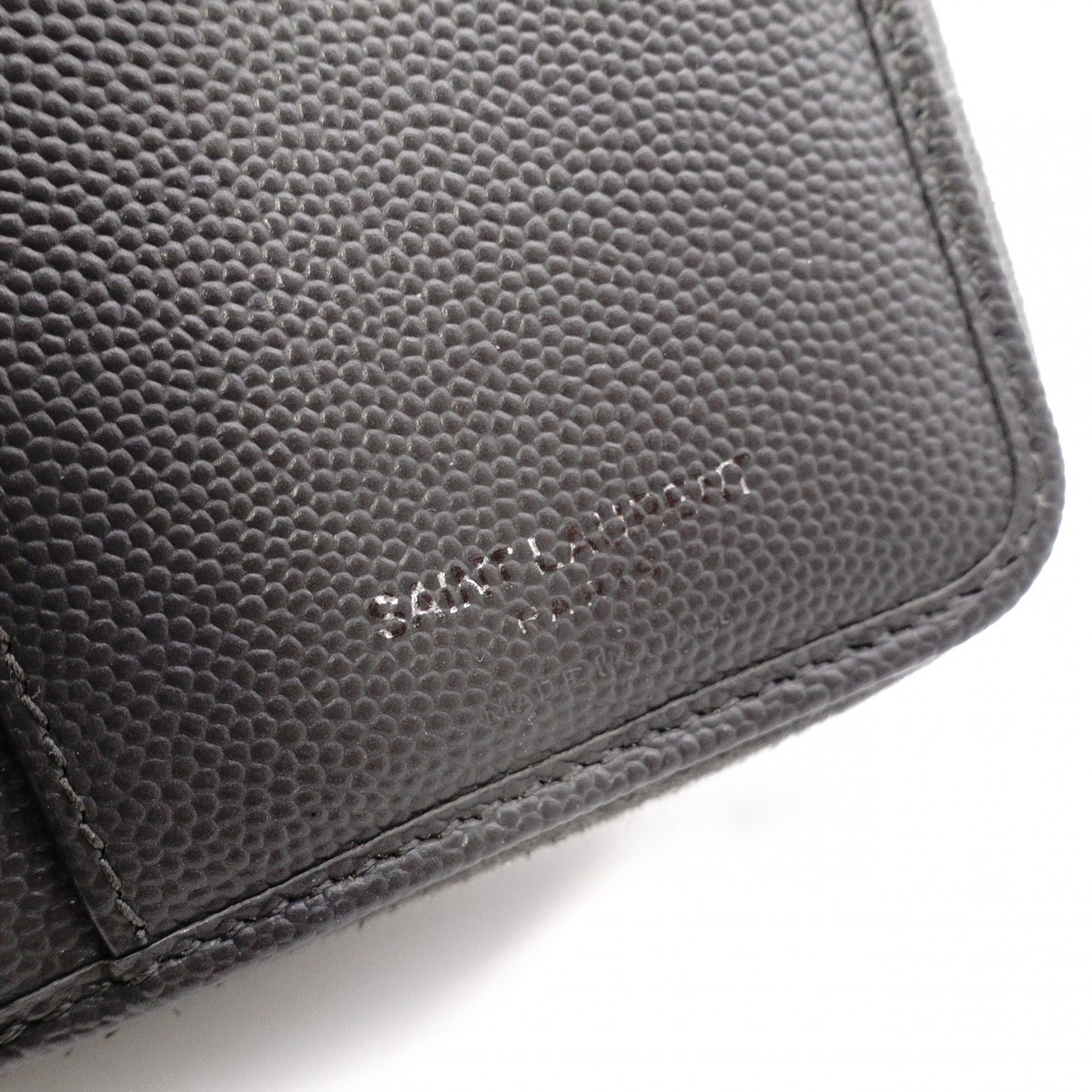 SAINT LAURENT Cassandra Bifold Wallet, Leather, Grey, YSL Logo, White
