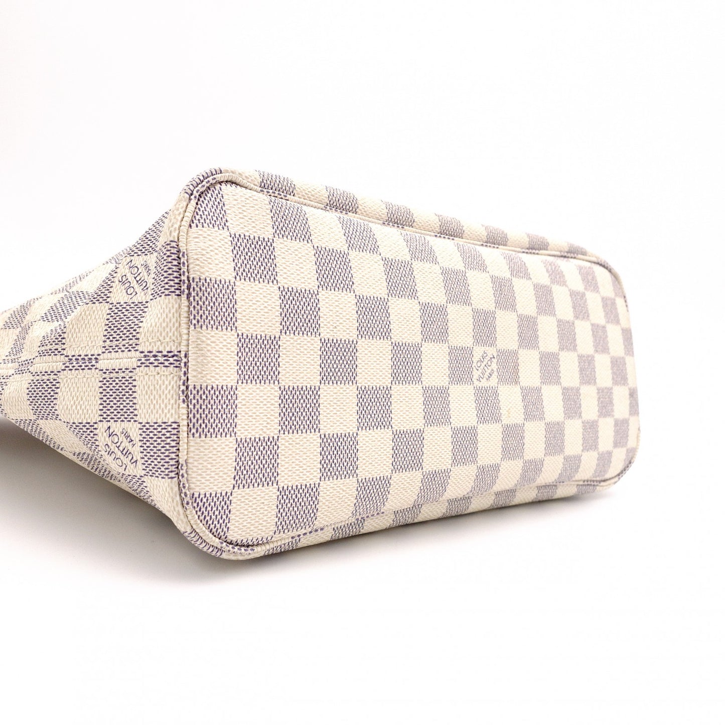 LOUIS VUITTON Neverfull PM Monogram Azur Tote Bag (White)