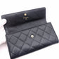 CHANEL Caviar Skin Matelassé Flap Long Wallet, Leather, Black, Wallet, Black, Gold Hardware