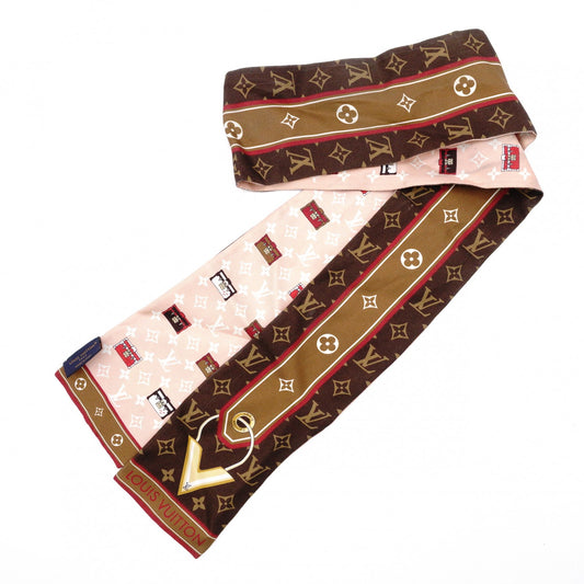 LOUIS VUITTON Twilly Bando BB Scarf, Silk, Brown Tones