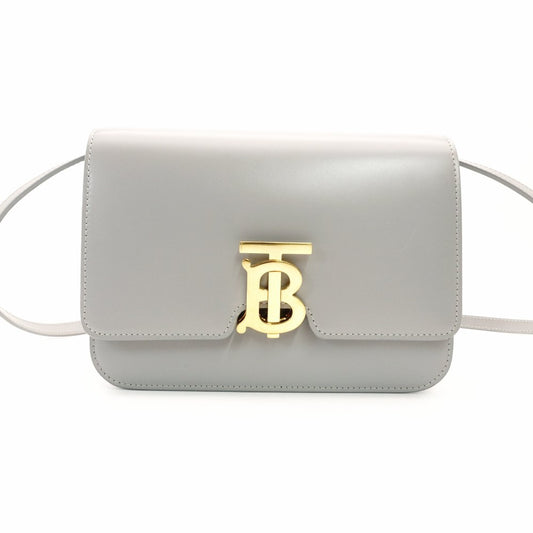 Burberry London Small Shoulder Bag Gray Leather TB Logo Crossbody Gold Hardware R801088
