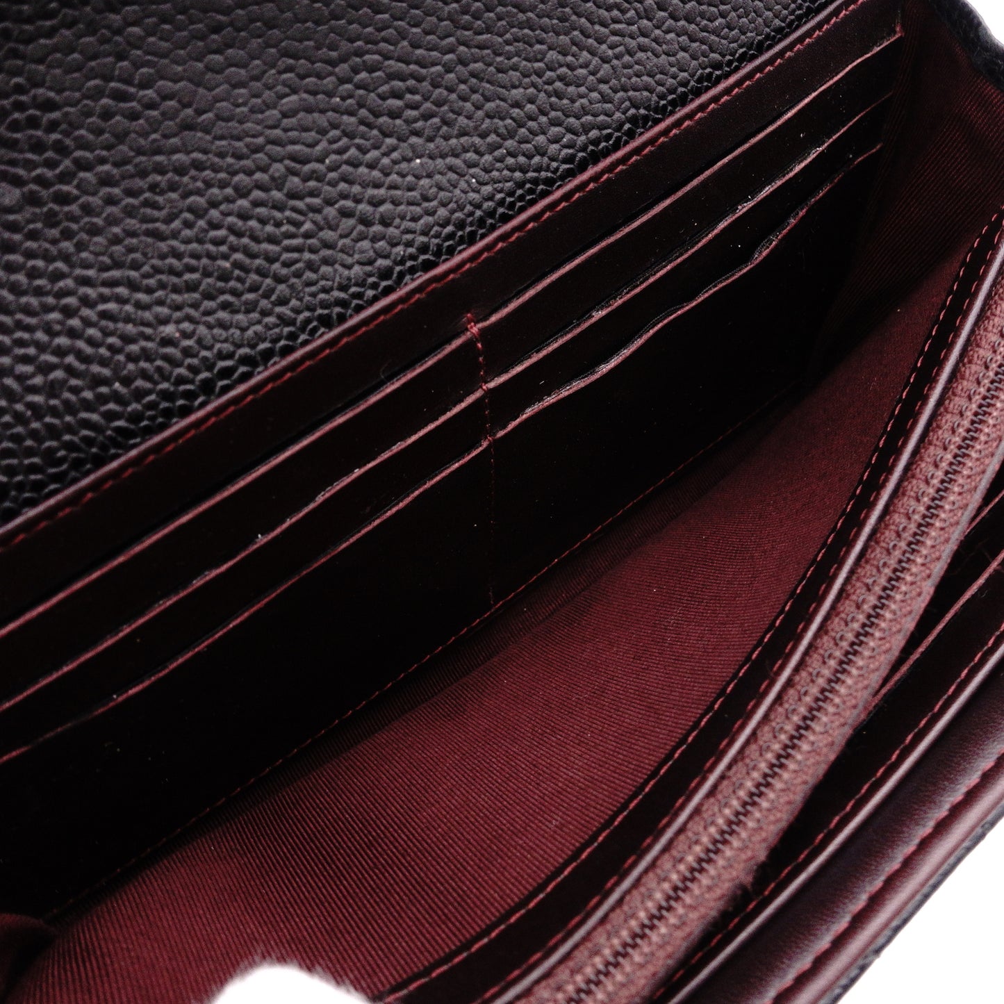CHANEL Caviar Skin Matelassé Flap Long Wallet, Leather, Black, Wallet, Black, Gold Hardware