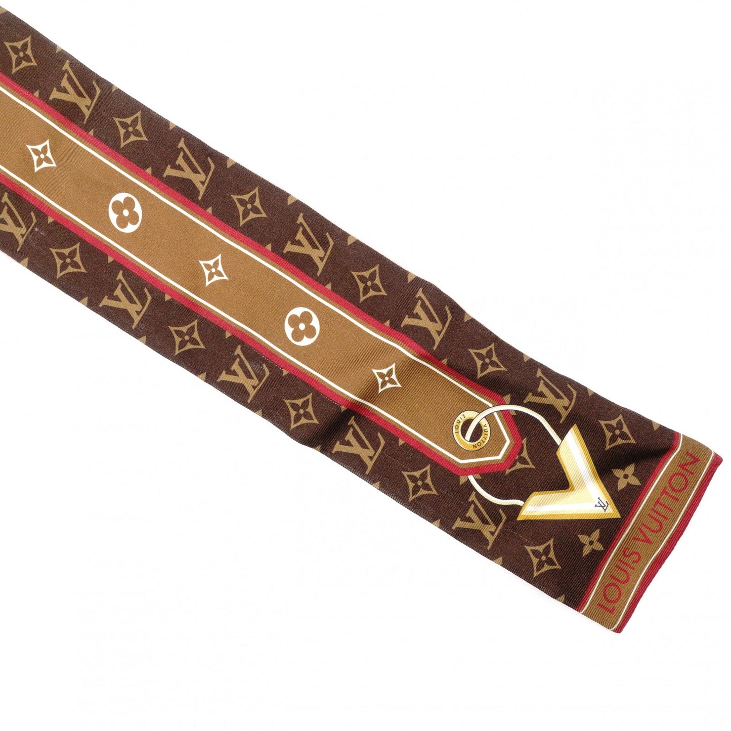 LOUIS VUITTON ルイ・ヴィトン ツイリー バンドー　BB スカーフ シルク ブラウン系【中古】 レディース