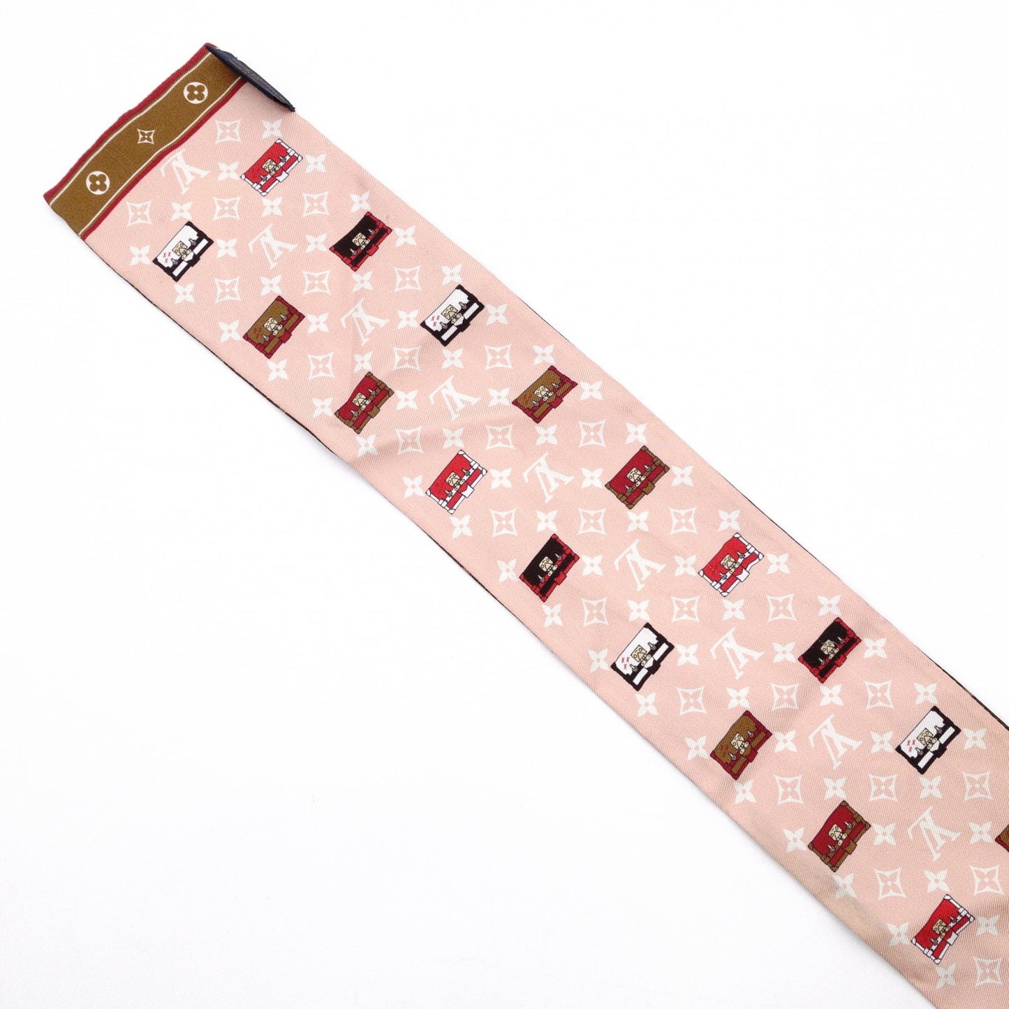 LOUIS VUITTON ルイ・ヴィトン ツイリー バンドー　BB スカーフ シルク ブラウン系【中古】 レディース
