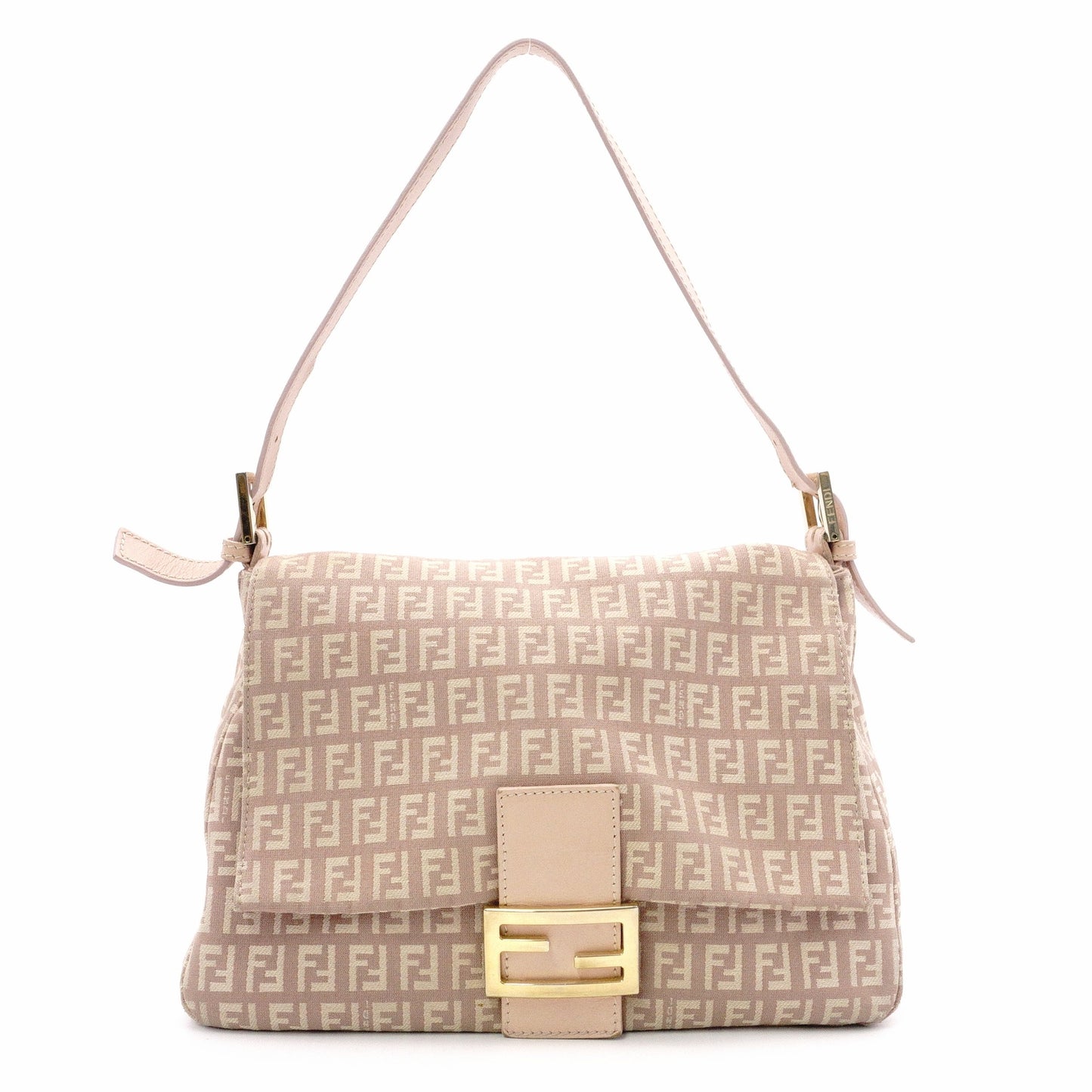 FENDI Mamma Bucket Zucca Shoulder Bag, Canvas/Leather, Pink-Beige Tones