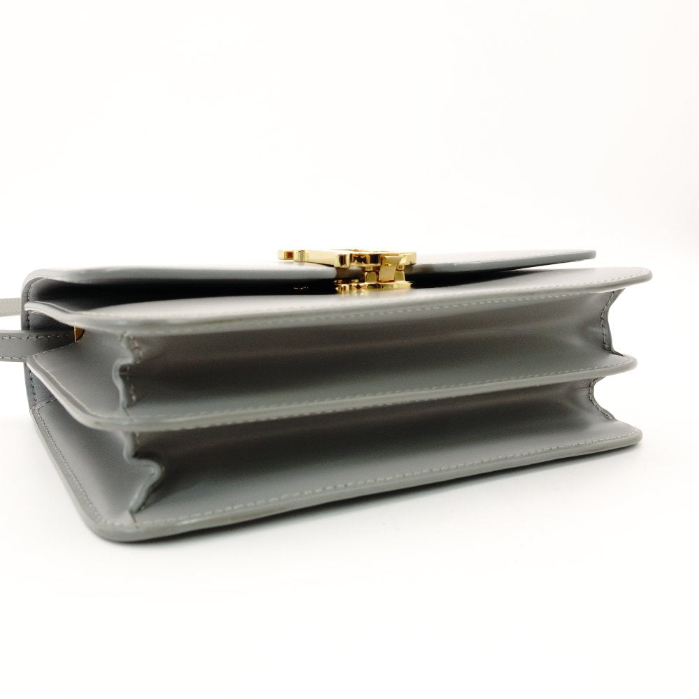 Burberry London Small Shoulder Bag Gray Leather TB Logo Crossbody Gold Hardware R801088