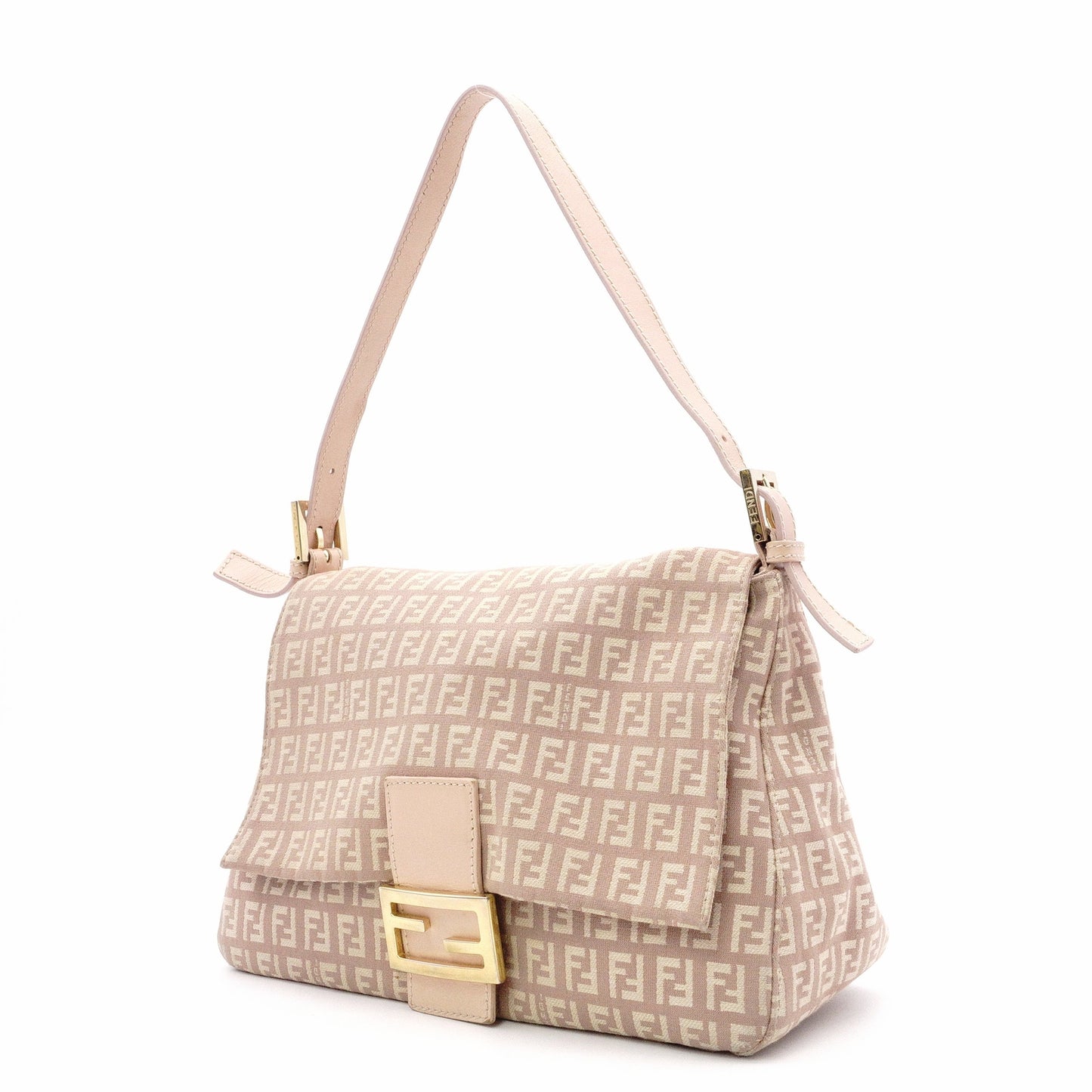FENDI Mamma Bucket Zucca Shoulder Bag, Canvas/Leather, Pink-Beige Tones