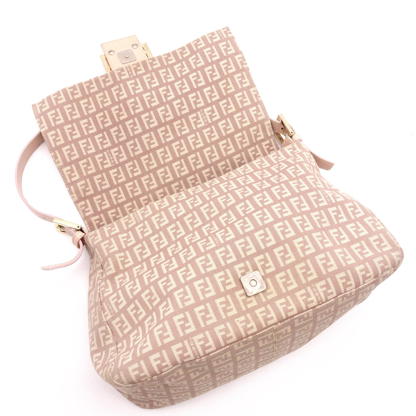 FENDI Mamma Bucket Zucca Shoulder Bag, Canvas/Leather, Pink-Beige Tones